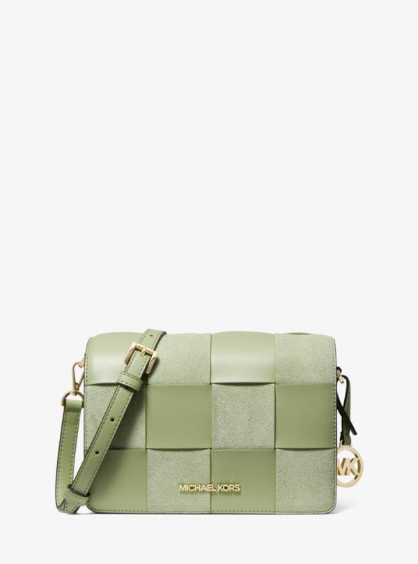 Damske Spojková Taška Michael Kors Mercer Small Woven Faux Leather and Suede Olivovo Zelená - Kabelky Michael Kors Vypredaj | VBCFR-2517